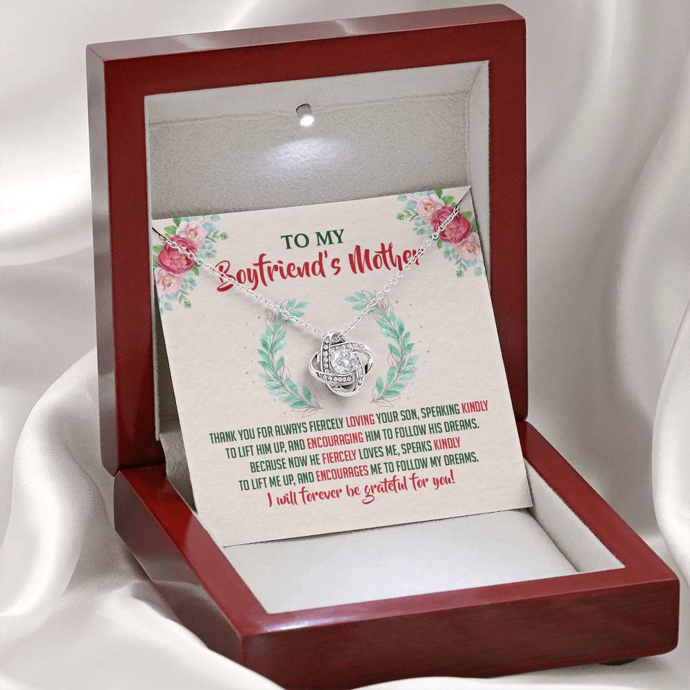 To My Boyfriend's Mother Thank You for Always Fiercely You Son Love Knot Necklace