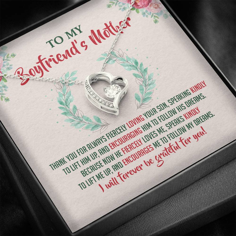 To My Boyfriend's Mother Thank You for Always Fiercely You Son Forever Love Necklace
