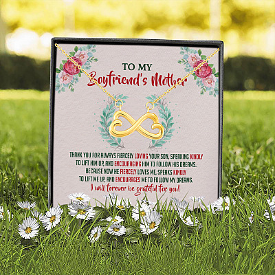 Alternative view of To My Boyfriend's Mother Thank You for Always Fiercely You Son Infinity Heart Pendant Necklace