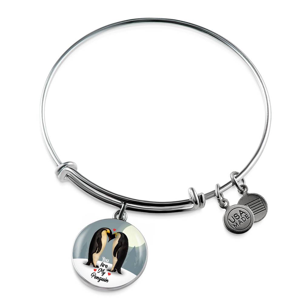 You Are My Penguin Circle Pendant Necklace - Penguin Gift Necklace - Anniversary Gift Necklace-Bangle