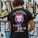 2VT. I Will Not Bow Down Fuck Biden back shirt mockup