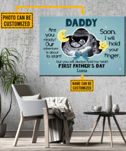 Alternative view of Custom Photo Daddy Are You Ready First Father's Day Gift Framed Canvas - Unframed Poster