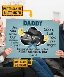 Custom Photo Daddy Are You Ready First Father's Day Gift Framed Canvas - Unframed Poster