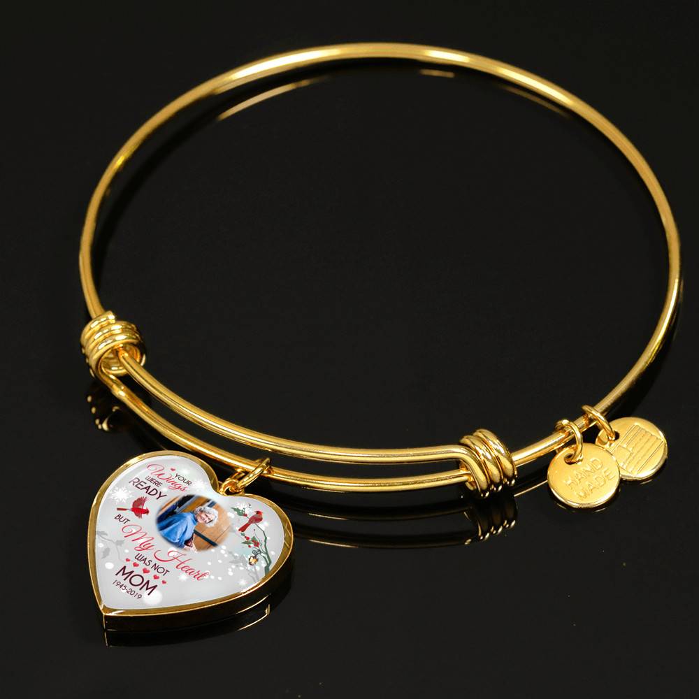 Personalized Photo Your Wings Were Ready But My Heart Was Not Cardinal Bird Heart Pendant Necklace – Bangle