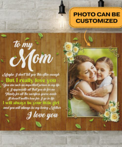 Alternative view of Custom Photo I Will Always Be Your Little Girl Framed Canvas - Unframed Poster - Daughter Mom Wall Art