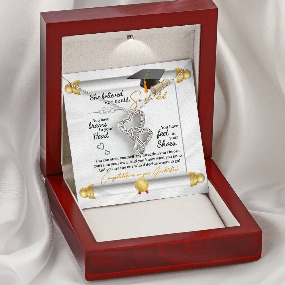She Believed She Could So She Did Congratulations On Your Graduation Double Hearts Necklace