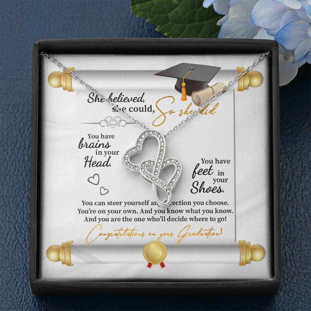 She Believed She Could So She Did Congratulations On Your Graduation Double Hearts Necklace