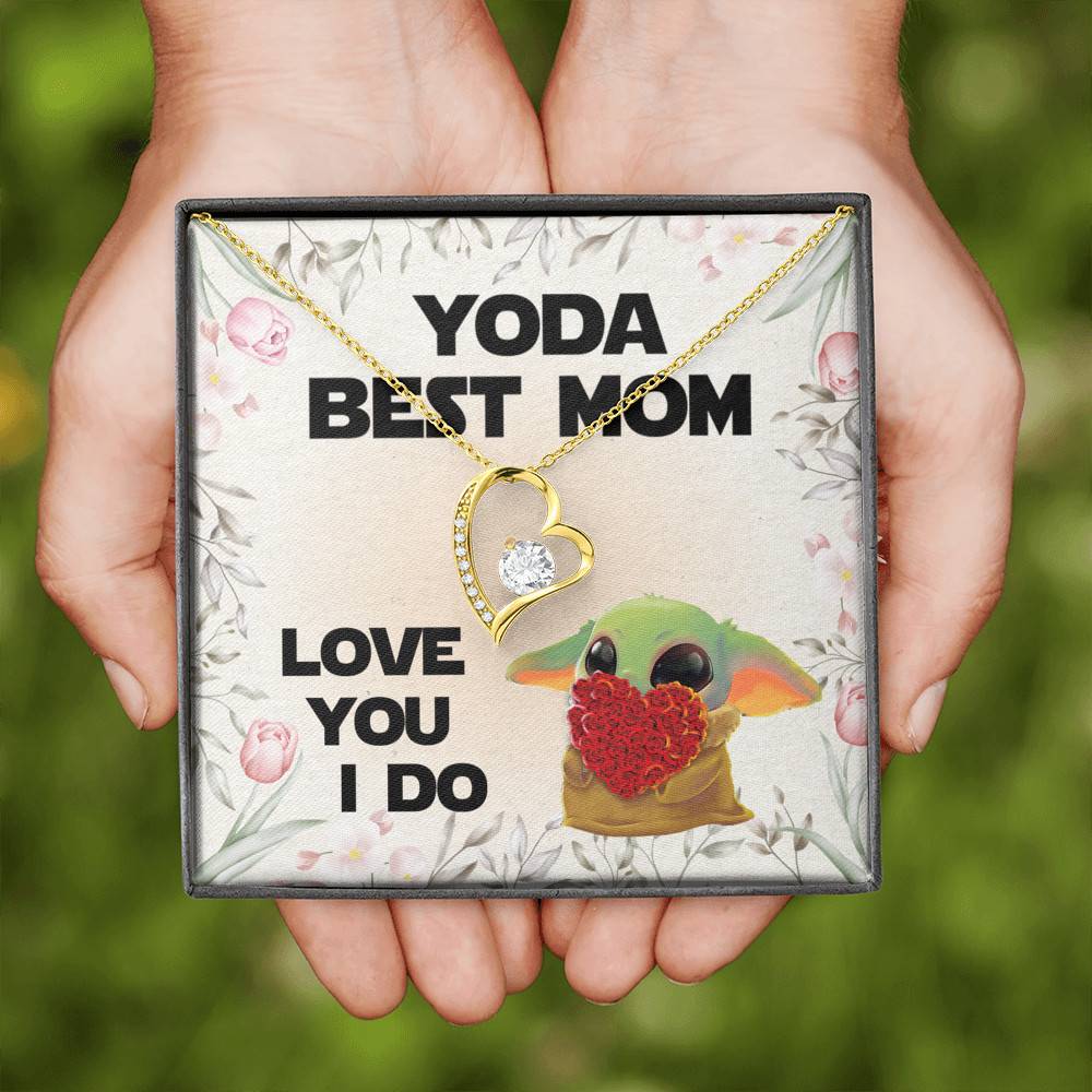 Baby Yoda Best Mom Love You I Do Forever Love Pendant Necklace - Yoda Mother's Day Necklace