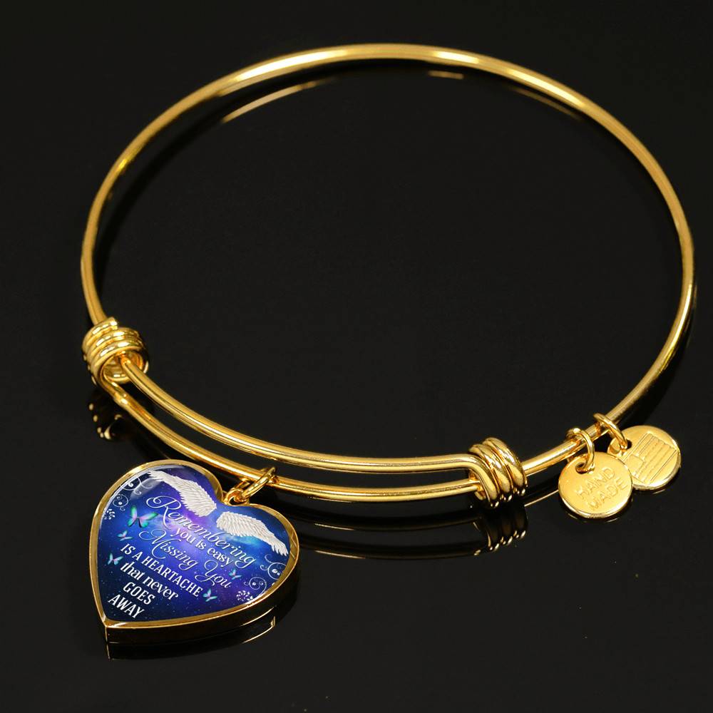 Remembering You Is Easy I Do It Everyday Missing You Is a Heartache Sympathy Heart Pendant Necklace - Bangle