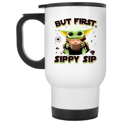 14 oz. White Travel Mug