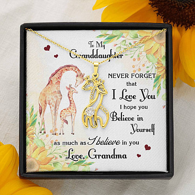 To My Granddaughter Never Forget I Love You I Hope You Believe in Yourself Giraffe Necklace Pendant Necklace