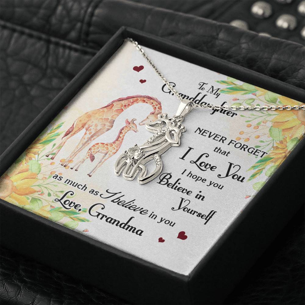 To My Granddaughter Never Forget I Love You I Hope You Believe in Yourself Giraffe Necklace Pendant Necklace