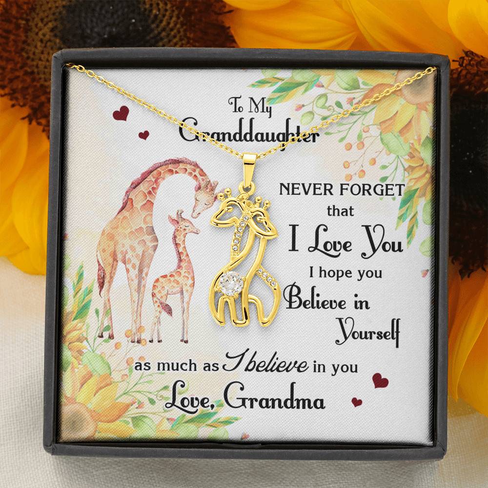 To My Granddaughter Never Forget I Love You I Hope You Believe in Yourself Giraffe Necklace Pendant Necklace