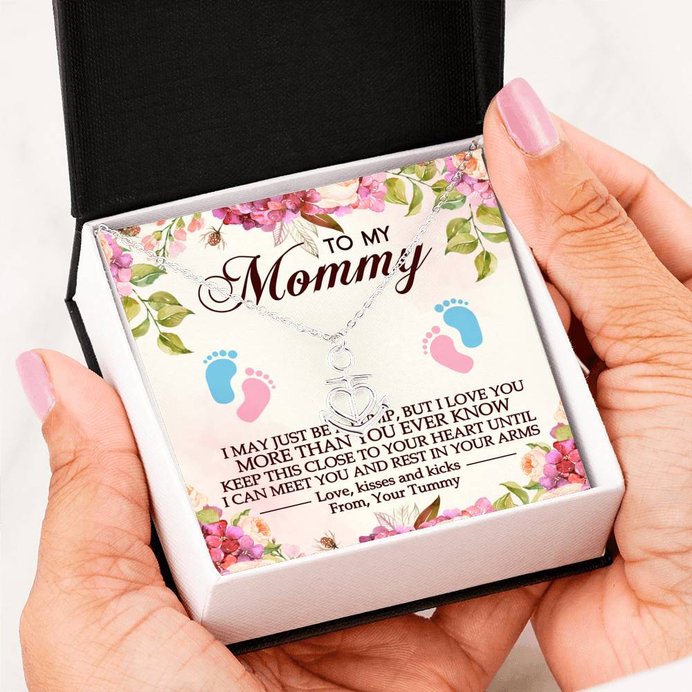 To My Mommy I May Just Be A Bump But I Love You More Than You Ever Know Anchor Necklace - Mom To Be Gifts