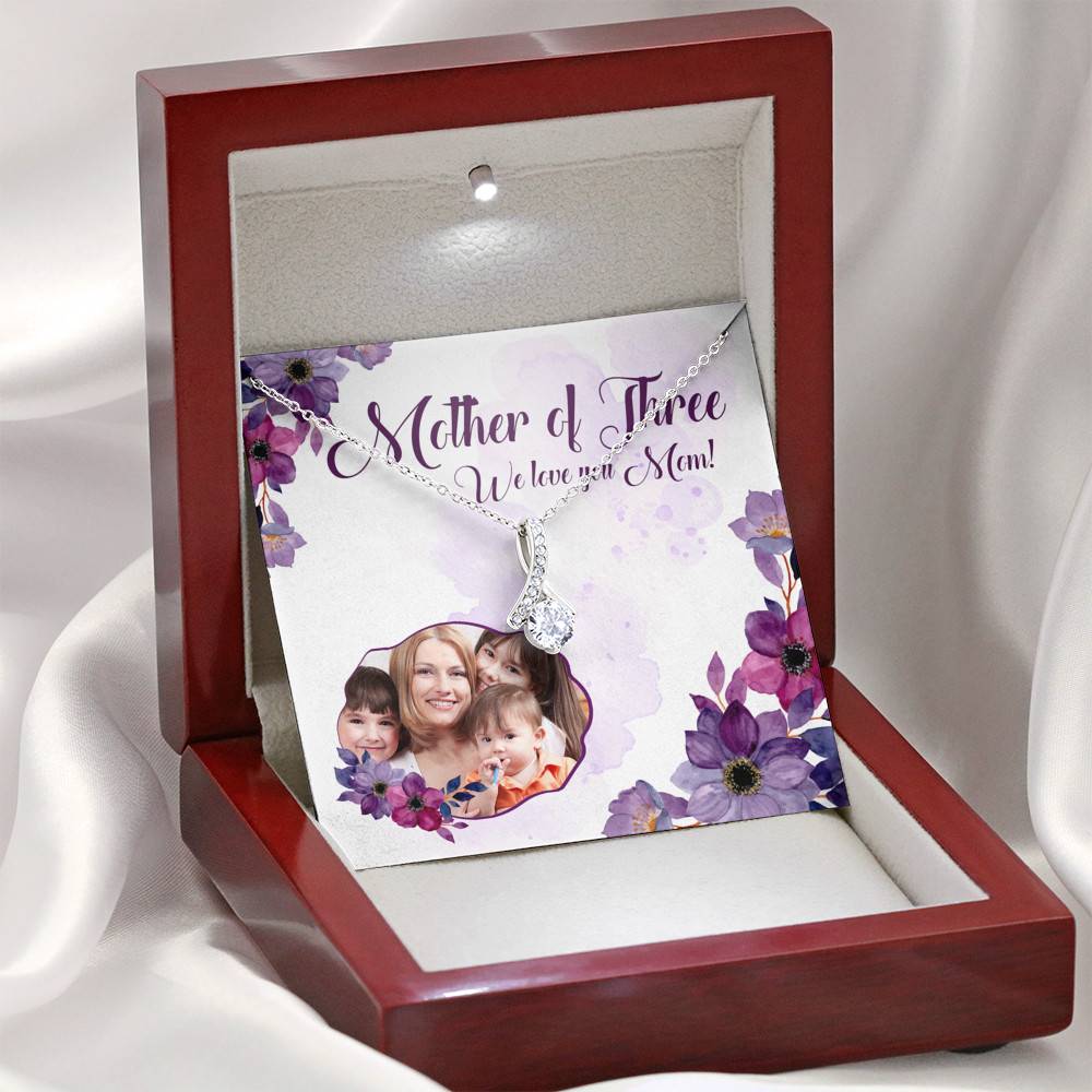Personalized Photo Mother Of Three We Love You Mom Custom Image Alluring Beauty Necklace