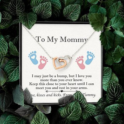 From Baby Bump To My Mommy I May Be Just A Bump Interlocking Heart Pendant Necklace - Mommy To Be Gift