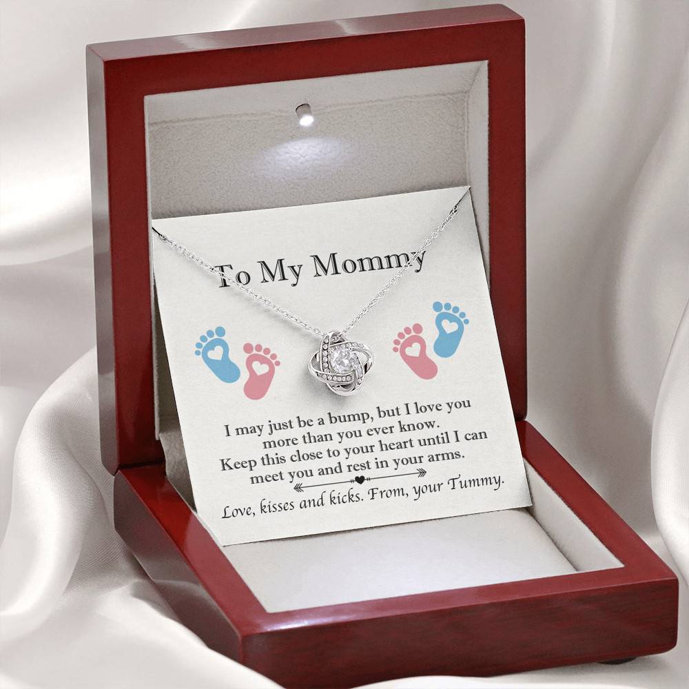 From Baby Bump To My Mommy I May Be Just A Bump Love Knot Pendant Necklace - Mommy To Be Gift