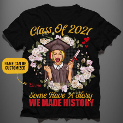 Alternative view of Personalized Class of Senior 2021 Gift - Some Have a Story We Made History T-shirt - V-neck