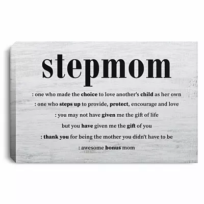 Stepmom Definition One, White, 0.75'' Framed Canvas