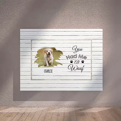 Alternative view of Personalized Photo You Had Me At Woof Framed Canvas - Unframed Poster - Gift for the Dog Lover