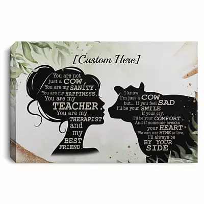 Personalized Cow Canvas, White, 0.75'' Framed Canvas