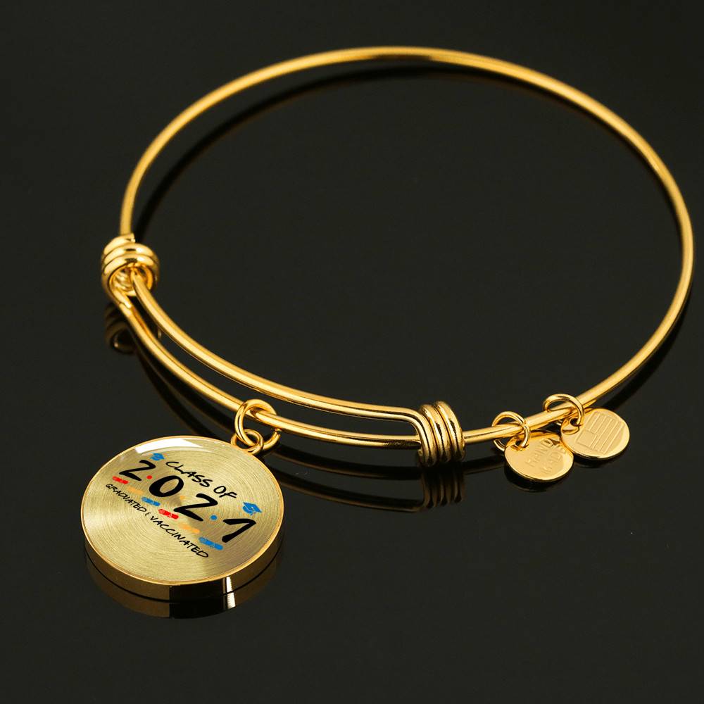 Class of 2021 Graduated and Vaccinated Friend Graduation Circle Pendant Necklace - Bangle