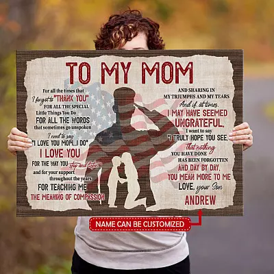 Alternative view of Personalized From US Soldier To My Mom For All The Times That I Forgot To Thank You Canvas Prints - Unframed Poster