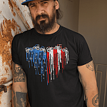 Tractor American Flag Heart T-Shirt - Patriotic Tractor Farmer Farm Gifts Shirt - Thumbnail Image 2