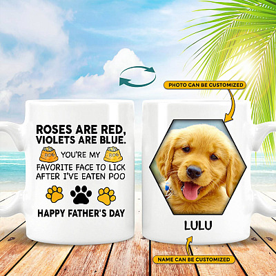 Alternative view of Personalized Photo Roses Are Red Violets Are Blue You're My Favorite Face to Lick Two Sided Ceramic Coffee Mug