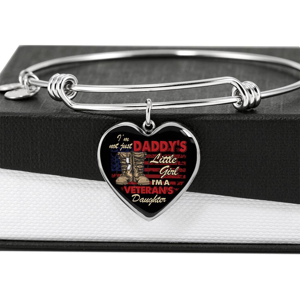 I'm Not Just Daddy's Little Girl I'm A Veteran's Daughter Heart Pendant Necklace - Proud Daughter of Veteran Gift