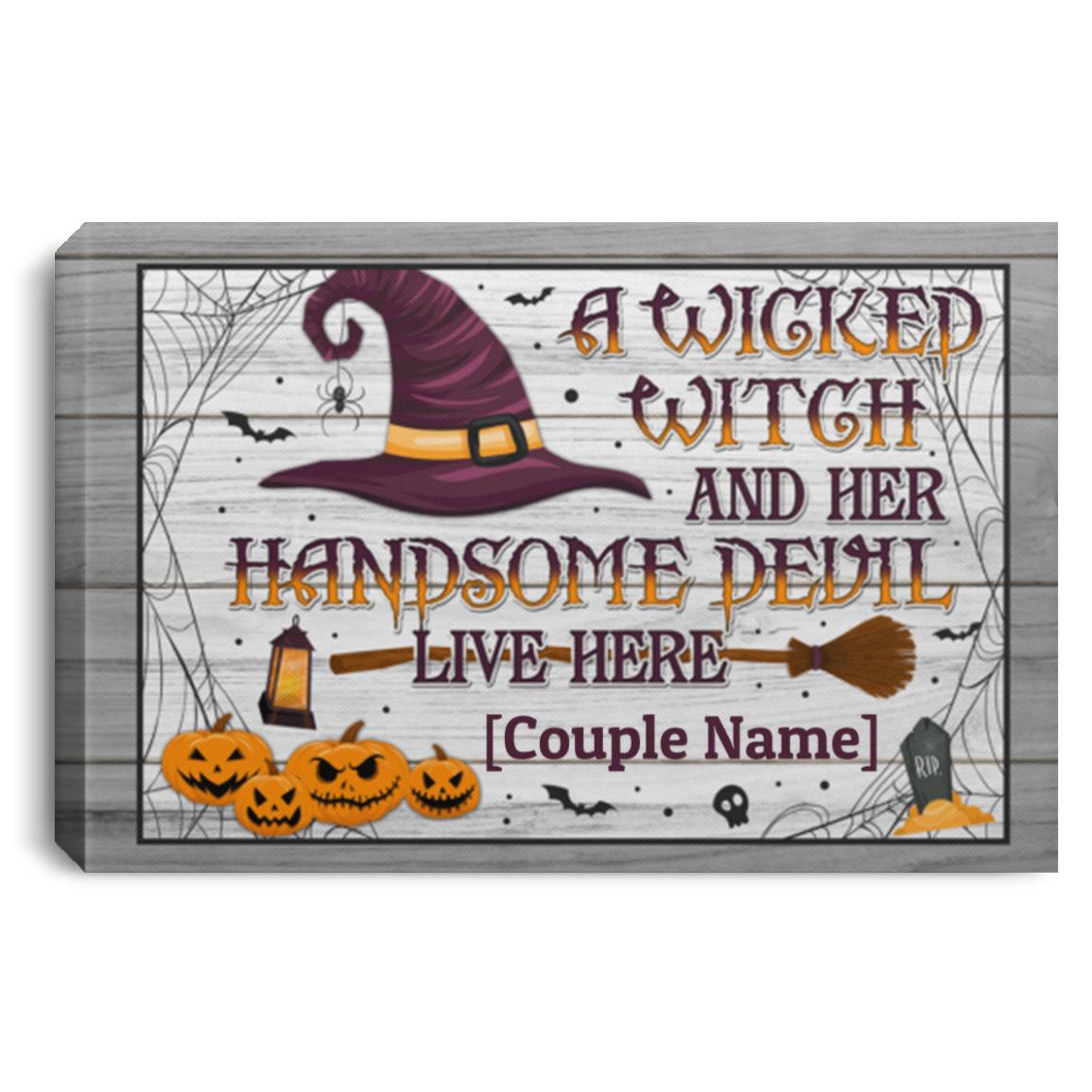 Personalized a Wicked, White, 0.75'' Framed Canvas Personalized a Wicked, White, 0.75'' Framed Canvas
