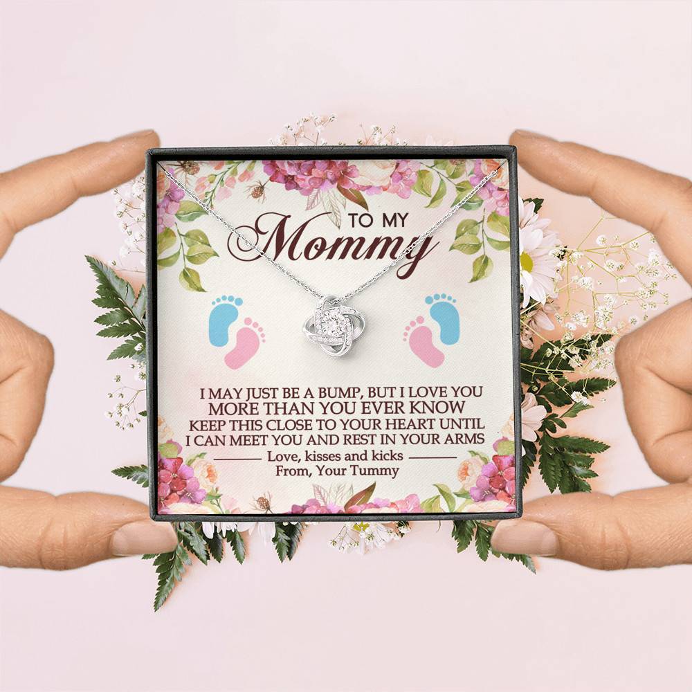 To My Mommy I May Just Be A Bump But I Love You More Than You Ever Know Love Knot Necklace - Mom To Be Gifts