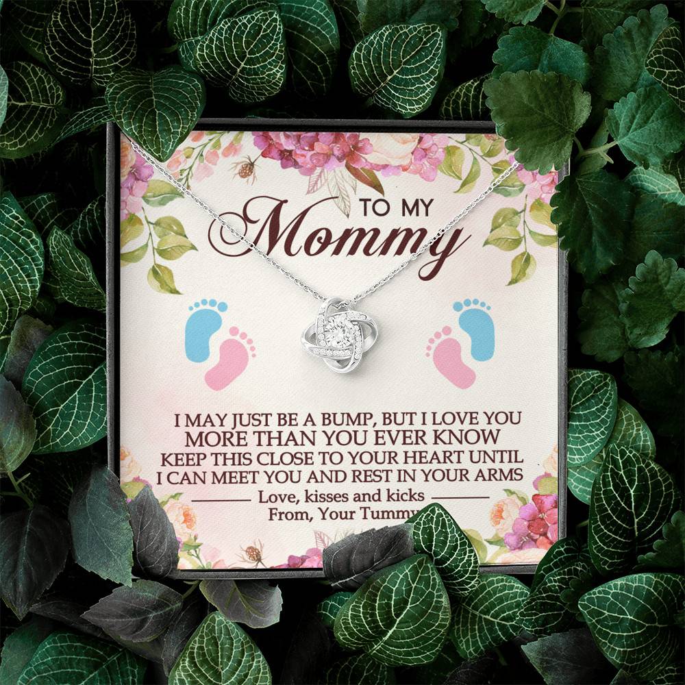 To My Mommy I May Just Be A Bump But I Love You More Than You Ever Know Love Knot Necklace - Mom To Be Gifts