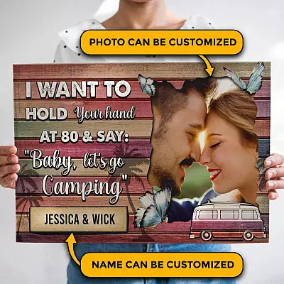 Alternative view of Personalized Photo I Want To Hold Your Hand At 80 Framed Canvas Prints - Unframed Poster - Decor Wall Art