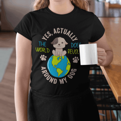 Alternative view of Yes Actually The World Does Revolve Around My Dog Funny Dog Lovers T-Shirt - V-Neck Shirt