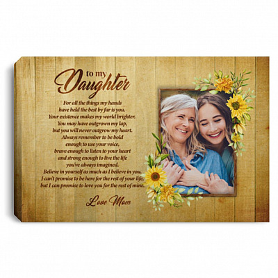 Personalized Photo To My Daughter, White, 0.75'' Framed Canvas