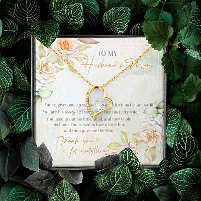 To My Husband's Mom You've Given Me A Gracious Man From Daughter In Law Forever Love Heart Pendant Necklace