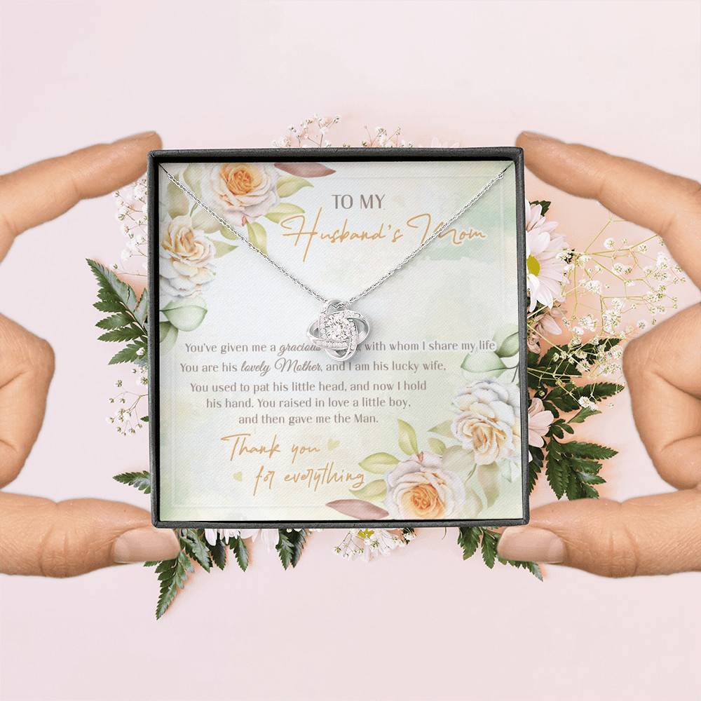 To My Husband's Mom You've Given Me A Gracious Man From Daughter In Law Love Knot Necklace