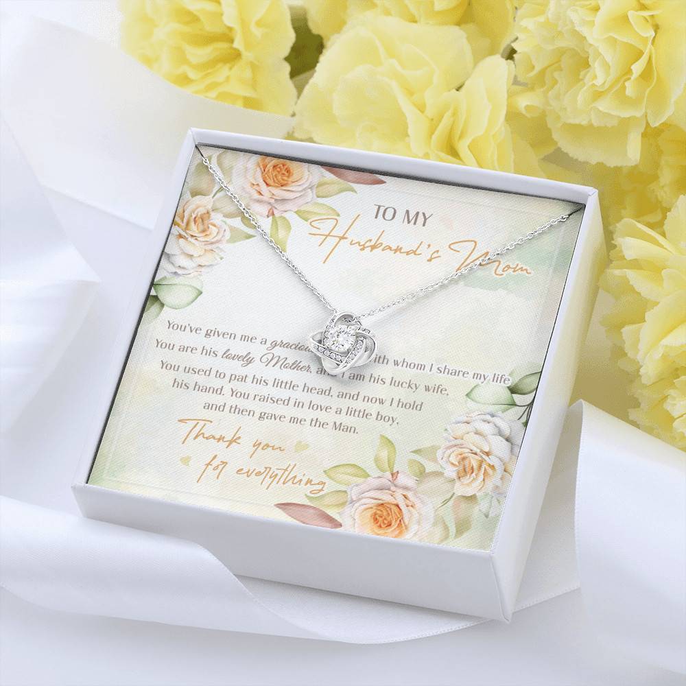 To My Husband's Mom You've Given Me A Gracious Man From Daughter In Law Love Knot Necklace