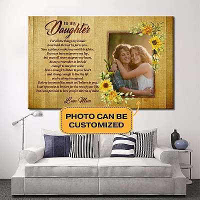Alternative view of Personalized Photo To My Daughter for All the Things Sunflower Framed Canvas Prints-Unframed Poster-Wall Art
