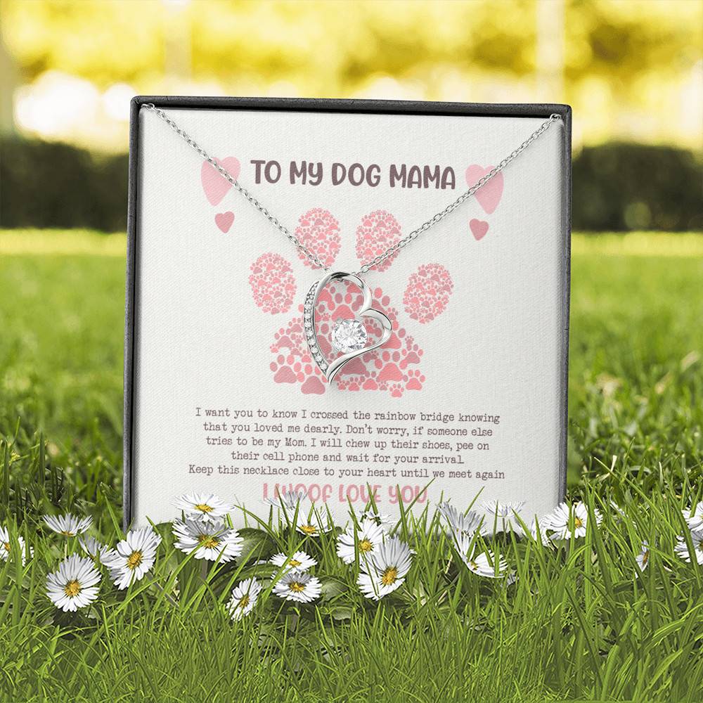 To My Dog Mama I Woof Love You Forever Love Heart Pendant Necklace - Missing Dog Gift