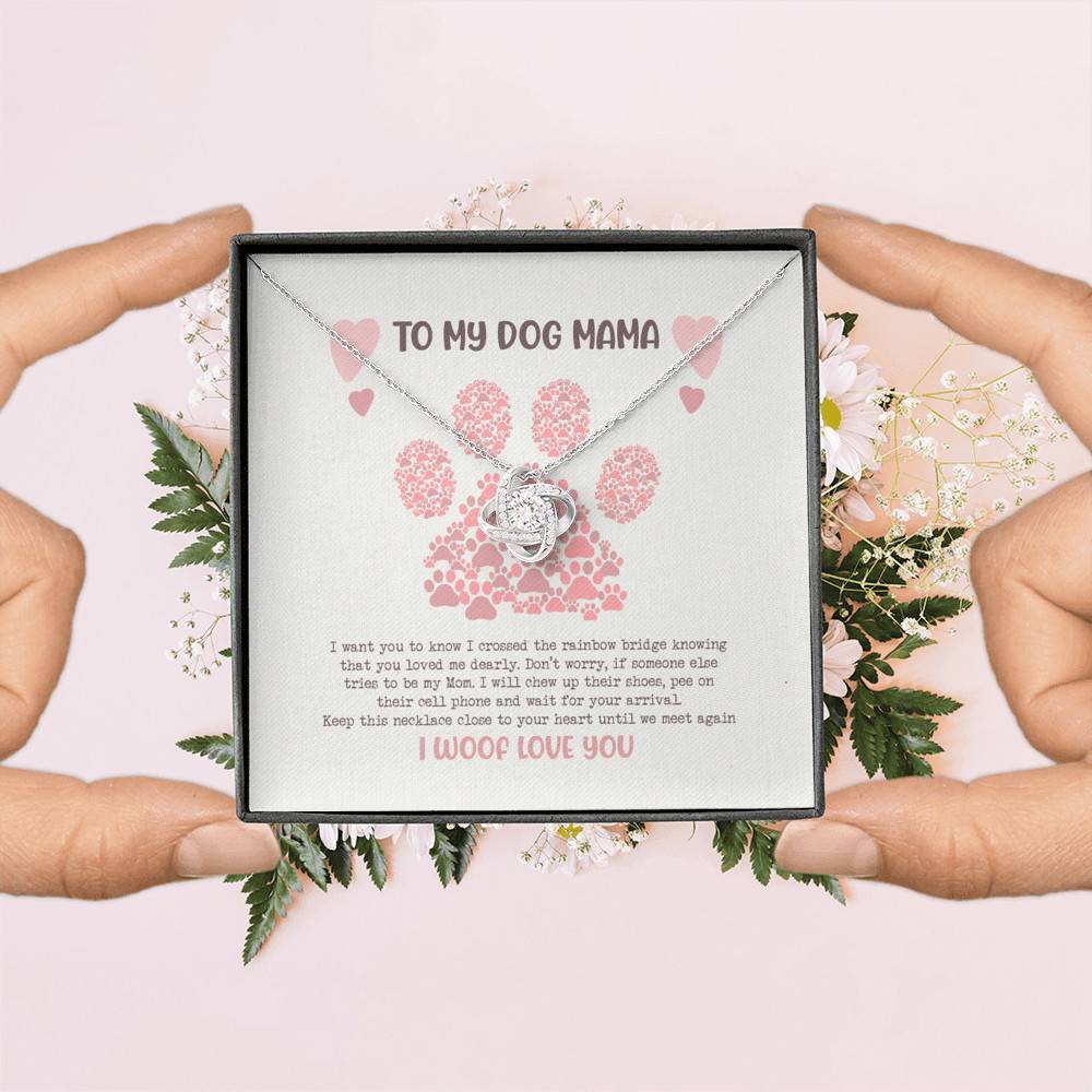 To My Dog Mama I Woof Love You Love Knot Pendant Necklaces - Missing Dog Gift