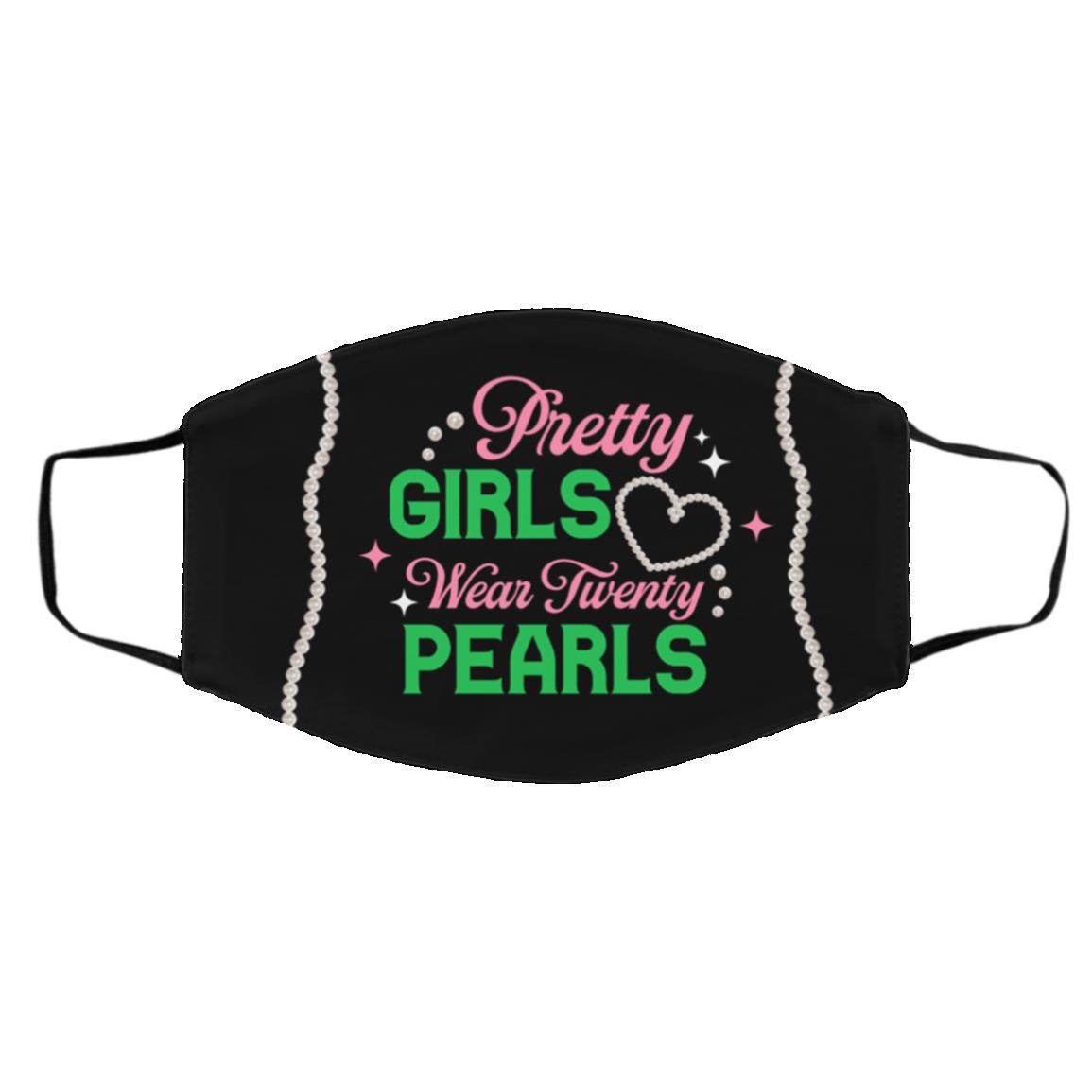 Pink and Green Mask, White, Cloth Face Cover – Medium/Large Pink and Green Mask, White, Cloth Face Cover – Medium/Large