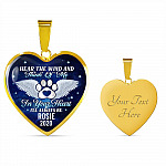 Personalized Hear the Wind and Think of Me Pet Dog Cat Heart Pendant Necklace