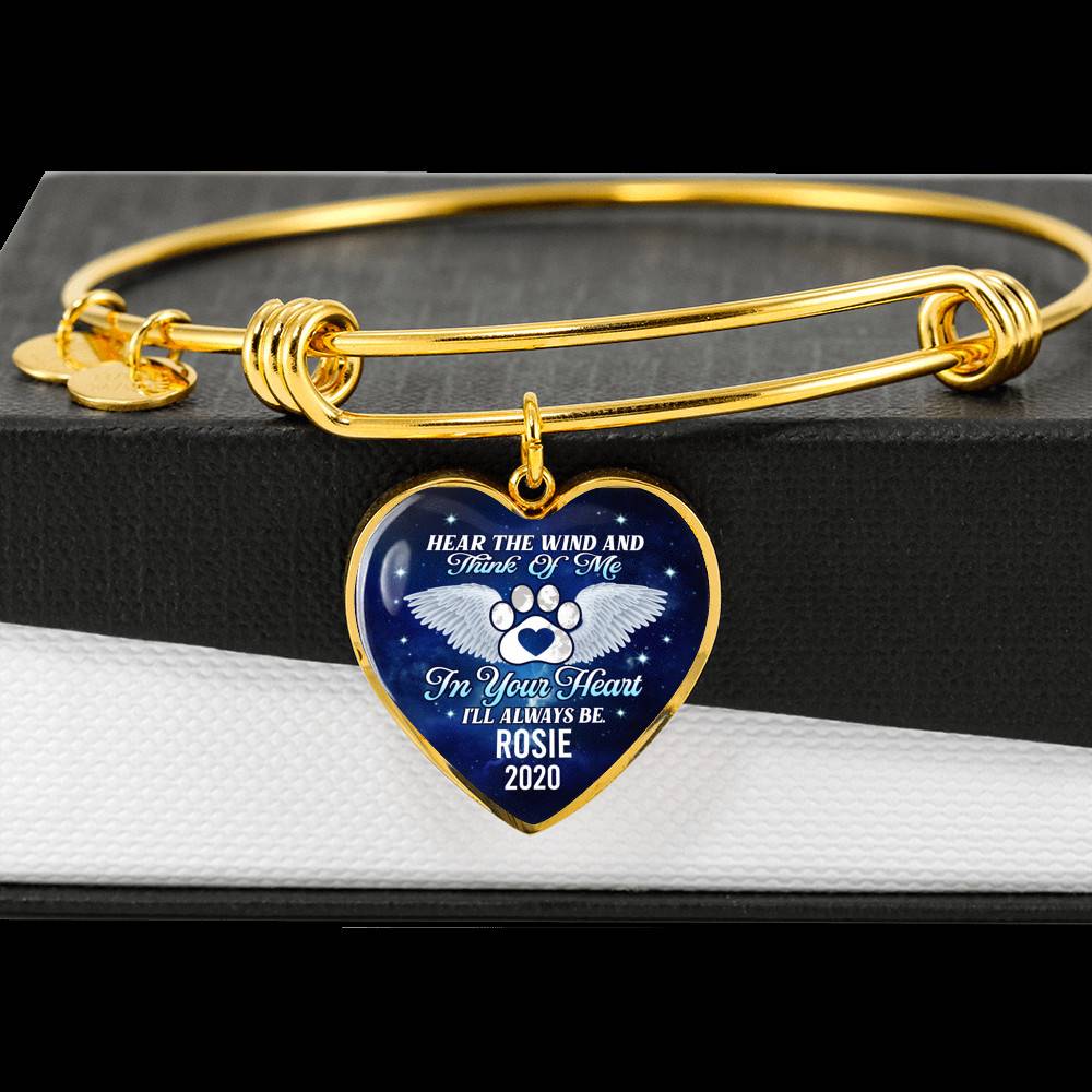 Personalized Hear the Wind and Think of Me Pet Dog Cat Heart Pendant Necklace