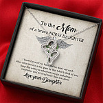 To the Mom of A Brave Nurse Daughter I Know the Worry Is Hard and We Don't See Each Other Double Hearts Necklace To the Mom of A Brave Nurse Daughter I Know the Worry Is Hard and We Don't See Each Other Double Hearts Necklace