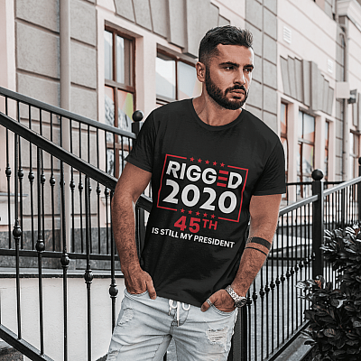 Alternative view of Rigged 2020 45th Is Still My President T-shirt - V-neck - Re-Election Trump Still My President Shirt