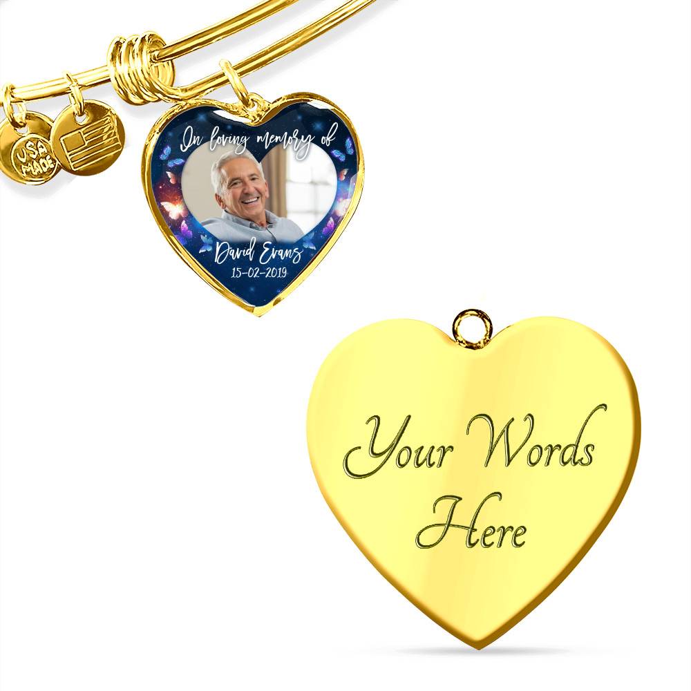 Personalized Photo In Loving Memory Of Custom Name Heart Pendant Necklace - Memorial Gift Jewelry