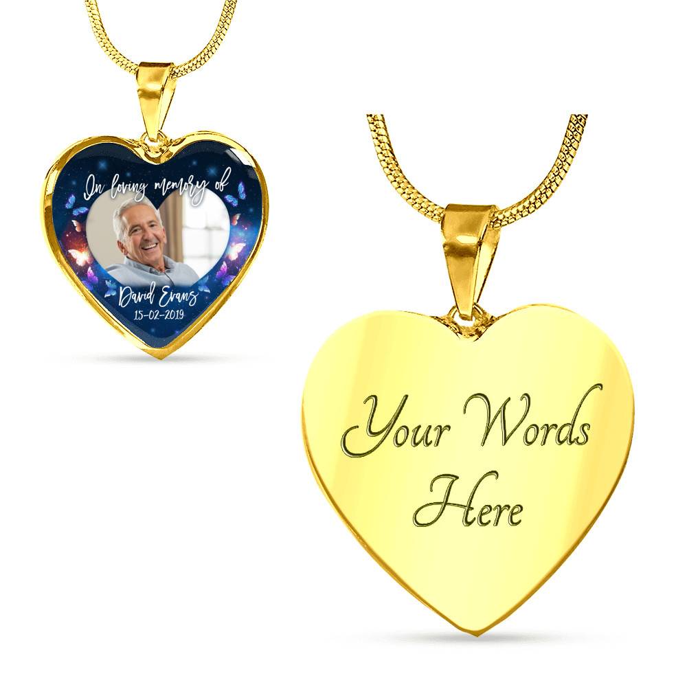 Personalized Photo In Loving Memory Of Custom Name Heart Pendant Necklace - Memorial Gift Jewelry