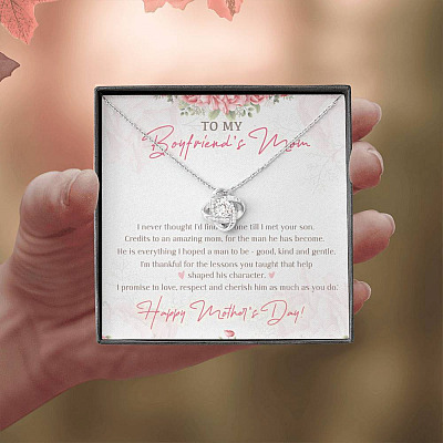 To My Boyfriend's Mom I Never Thought I'd Find The One Till I Met Your Son Love Knot Necklace